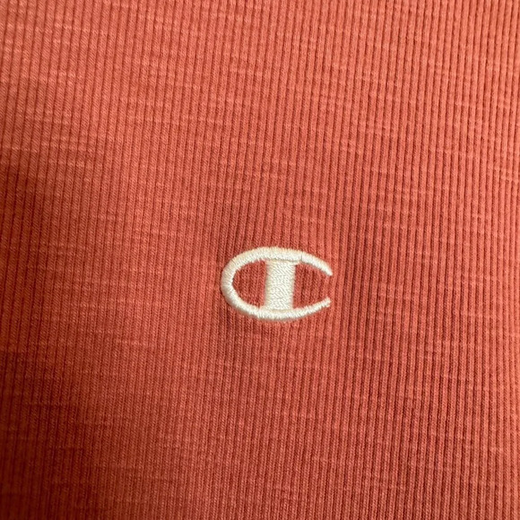Champion Women's Ribbed Lettuce Edge Hem T-Shirt Size Medium Rust Orange Cropped - Picture 7 of 12